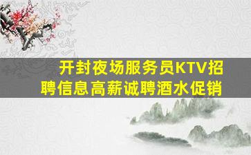 开封夜场服务员KTV招聘信息高薪诚聘酒水促销